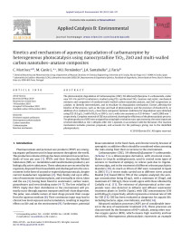 C. MartÃ­nez — Kinetics and mechanism of aqueous degradation of carbamazepine by heterogeneous photocatalysis using nanocrystalline TiO2, ZnO and multi-walled carbon nanotubesâ€“anatase composites