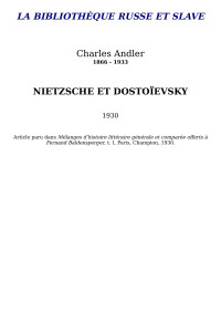 Andler — Nietzsche et Dostoïevski