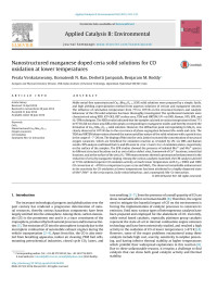 Perala Venkataswamy & Komateedi N. Rao & Deshetti Jampaiah & Benjaram M. Reddy — Nanostructured manganese doped ceria solid solutions for CO oxidation at lower temperatures