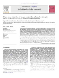 Cigdem Sentorun-Shalaby — Mesoporous-molecular-sieve-supported nickel sorbents for adsorptive desulfurization of commercial ultra-low-sulfur diesel fuel