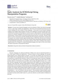 Vincenzo Arceri, Isabella Mastroeni, Sunyi Xu — Static Analysis for ECMAScript String Manipulation Programs