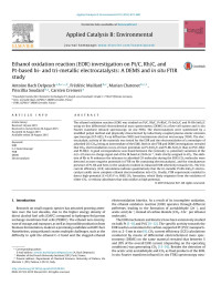 Antoine Bach Delpeuch & Frédéric Maillard & Marian Chatenet & Priscillia Soudant & Carsten Cremers — Ethanol oxidation reaction (EOR) investigation on Pt/C, Rh/C, and Pt-based bi- and tri-metallic electrocatalysts: A DEMS and in situ FTIR study