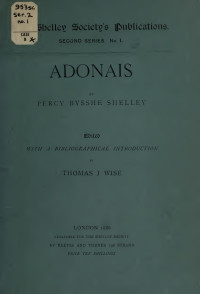 Shelley, Percy Bysshe, 1792-1822 — Adonais, an elegy on the death of John Keats