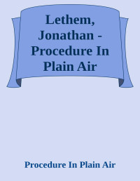 Jonathan Lethem — Procedure In Plain Air