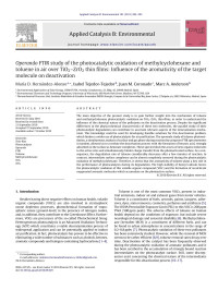 MarÃ­a D. HernÃ¡ndez-Alonso — Operando FTIR study of the photocatalytic oxidation of methylcyclohexane and toluene in air over TiO2â€“ZrO2 thin films: Influence of the aromaticity of the target molecule on deactivation