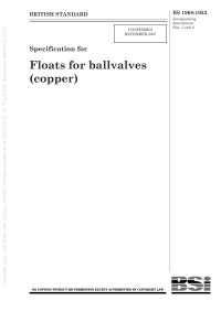 BSB — Specifications for Floats for ballvalves (copper)