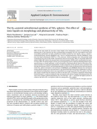 Marta Paszkiewicz & Justyna Łuczak & Wojciech Lisowski & Paulina Patyk & Adriana Zaleska-Medynska — The ILs-assisted solvothermal synthesis of TiO2 spheres: The effect of ionic liquids on morphology and photoactivity of TiO2