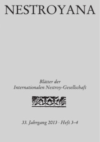 Marion Linhardt (Schriftleitung) — NESTROYANA (Blätter der internationalen Johann Nestroy Gesellschaft), 33. Jahrgang 2013, Heft 3 u. 4