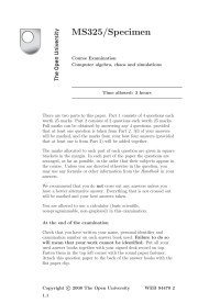 The Open University — MS325 - Specimen Exam Paper