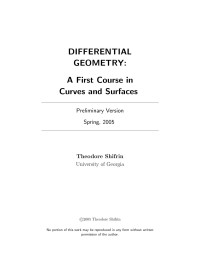 Theodore Shifrin — Differential Geometry: A First Course in Curves and Surfaces