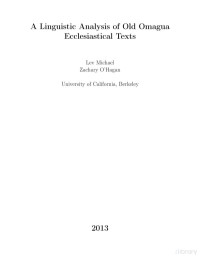 Michael & O'Hagan — A Linguistic Analysis of Old Omagua Ecclesiastical Texts