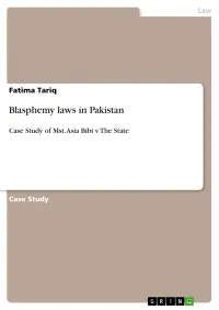 Fatima Tariq — Blasphemy Laws in Pakistan