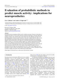 L A Johnson and A J Fuglevand — Probabilistic methods to predict muscle activity