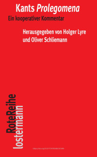 Holger Lyre / Oliver Schliemann (eds.) — Kants "Prolegomena"