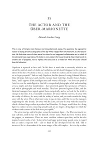 EDWARD GORDON CRAIG — The actor and the über-marionette: Edward Gordon Craig