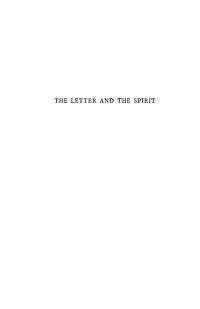 Robert M. Grant; — The Letter and the Spirit