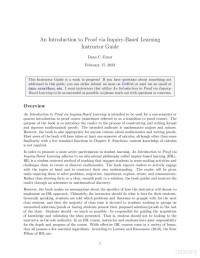 -- — An Introduction to Proof via Inquiry-Based Learning： Instructor Guide