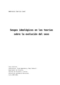 Ambriosio García Leal — Sesgos ideológicos en las teorias sobre la evolucion del sexo
