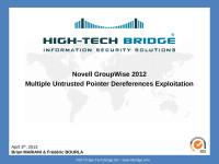 Brian MARIANI & Frederic BOURLA — Novell GroupWise 2012 Untrusted pointer dereference