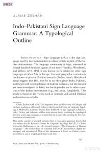 Zeshan — Indo-Pakistani Sign Language Grammar - Typological Outline