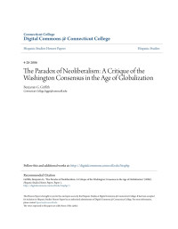 Benjamin G. Griffith — The Paradox of Neoliberalism: A Critique of the Washington Consensus in the Age of Globalization