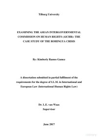 Gamez — Examining the ASEAN Intergovernmental Commission on Human Rights (AICHR); the Case Study of the Rohingya Crisis (June 2017).