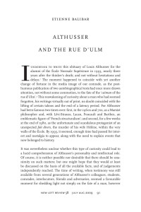 Etienne Balibar — Althusser and the Rue d'Ulm