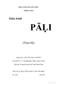 Prof. A. P. Buddhadatta, Maha Nayaka Thera; Thich Minh Châu tr. — Giáo trình Pali toàn tập