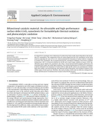 Yongchao Huang & Bei Long & Minni Tang & Zebao Rui & Muhammad-Sadeeq Balogun & Yexiang Tong & Hongbing Ji — Bifunctional catalytic material: An ultrastable and high-performance surface defect CeO2 nanosheets for formaldehyde thermal oxidation and photocatalytic oxidation