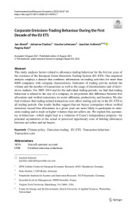 Jan Abrell & Johanna Cludius & Sascha Lehmann & Joachim Schleich & Regina Betz — Corporate Emissions-Trading Behaviour During the First Decade of the EU ETS