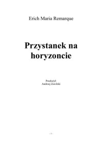 Przystanek na horyzoncie — Remarque Erich Maria