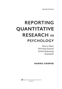 Cooper, Harris; — Reporting Quantitative Research in Psychology