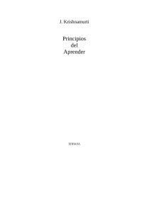 J. Krishnamurti — Principios del Aprender