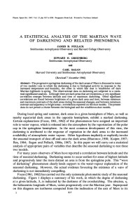 unknown — Statistical Analysis of the Martian Wave of Darkening 