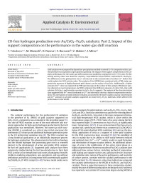 T. Tabakova — CO-free hydrogen production over Au/CeO2â€“Fe2O3 catalysts: Part 2. Impact of the support composition on the performance in the water-gas shift reaction