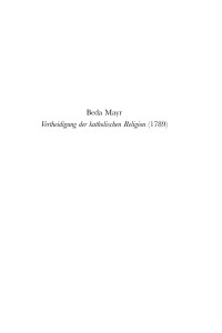 Mayr, Beda; Lehner, Ulrich L.; — Beda Mayr, Vertheidigung der Katholischen Religion