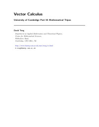 David Tong — Vector Calculus: University of Cambridge Part IA Mathematical Tripos