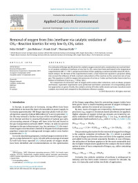 Felix Ortloff & Jan Bohnau & Frank Graf & Thomas Kolb — Removal of oxygen from (bio-)methane via catalytic oxidation of CH4—Reaction kinetics for very low O2:CH4 ratios