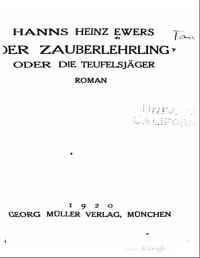 Hanns Heinz Ewers — Der Zauberlehrling oder die Teufelsjäger