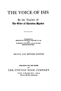 Curtiss Frank Homer, Harriette Augusta — The Voice Of Isis