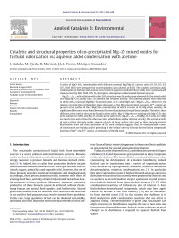 I. SÃ¡daba — Catalytic and structural properties of co-precipitated Mgâ€“Zr mixed oxides for furfural valorization via aqueous aldol condensation with acetone