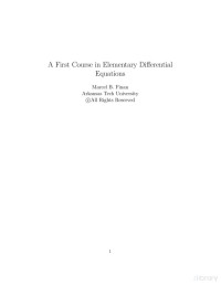 Finan M. — A First Course in Elementary Differential Equations.