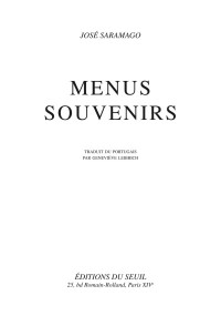 José Saramago — Menus souvenirs