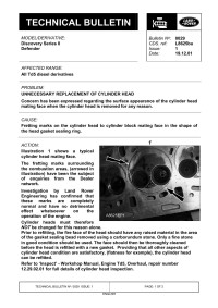 Rover — Bulletin Unnecessary Replacement of Cylinder Head