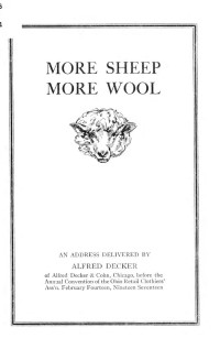 Decker, Alfred, 1871- — More sheep more wool;