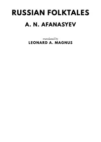 A. N. Afanasyev — Russian Folktales