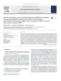 Shengce Ren & Andreas B. Eisingerich & Huei-Ting Tsai — How do marketing, research and development capabilities, and degree of internationalization synergistically affect the innovation performance of small and medium-sized enterprises (SMEs)? A panel data study of Chinese SMEs