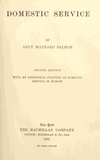 Lucy Maynard Salmon — Domestic service