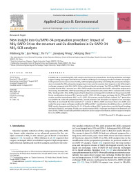 Minhong Xu & Jun Wang & Tie Yu & Jianqiang Wang & Meiqing Shen — New insight into Cu/SAPO-34 preparation procedure: Impact of NH4-SAPO-34 on the structure and Cu distribution in Cu-SAPO-34 NH3-SCR catalysts