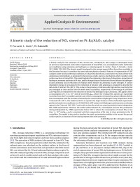 P. Forzatti — A kinetic study of the reduction of NOx stored on Pt-Ba/Al2O3 catalyst